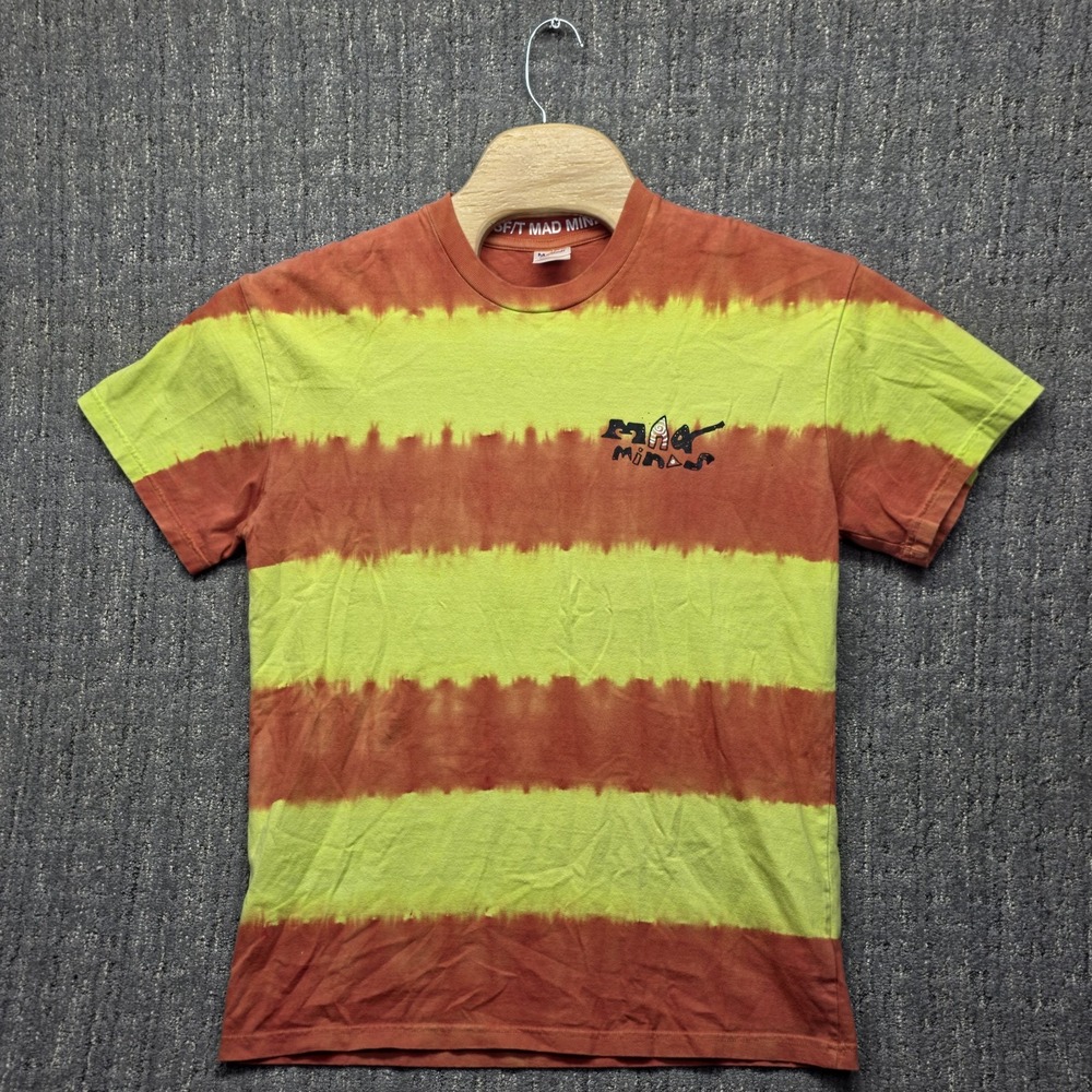 Misfit Shapes M/SF/T Mad Minds T-Shirt Mens M Tie Dye Orange Yellow Striped Surf
